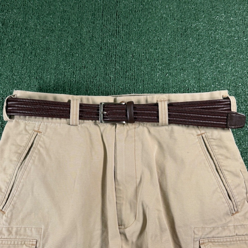 Dockers Braided Belt Mens XL 42-44 Brown Good Woven Leather Silver Buckle
